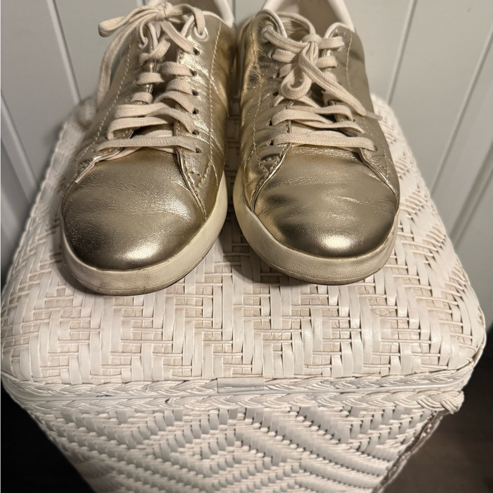 Cole Haan Gold Low-Top Sneakers with Metallic Finish